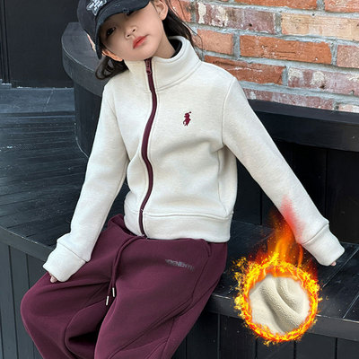 女童冬季加绒卫衣外套卫裤
