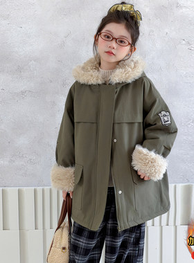 女童冬季加厚连帽派克服