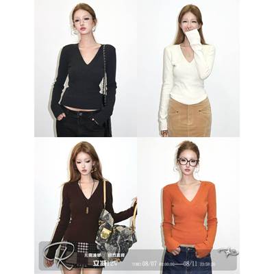 Ruanrui 好版型*实用主义V领羊毛桑蚕丝混纺秋冬打底长袖毛针织衫