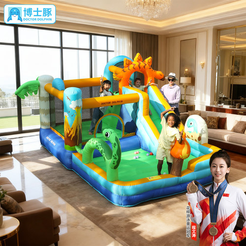 博士豚充气城堡型蹦床滑梯