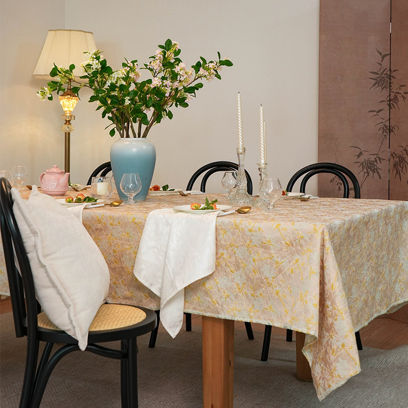 【粉色黄色两用】法式小碎花桌布高级感氛围感防水茶几台布,居家布艺,桌布,淘宝优惠券,粉丝福利购,淘宝优惠卷