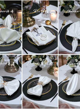 【纯白色】餐巾口布酒店专用高档会所折花席巾擦杯布定制logo