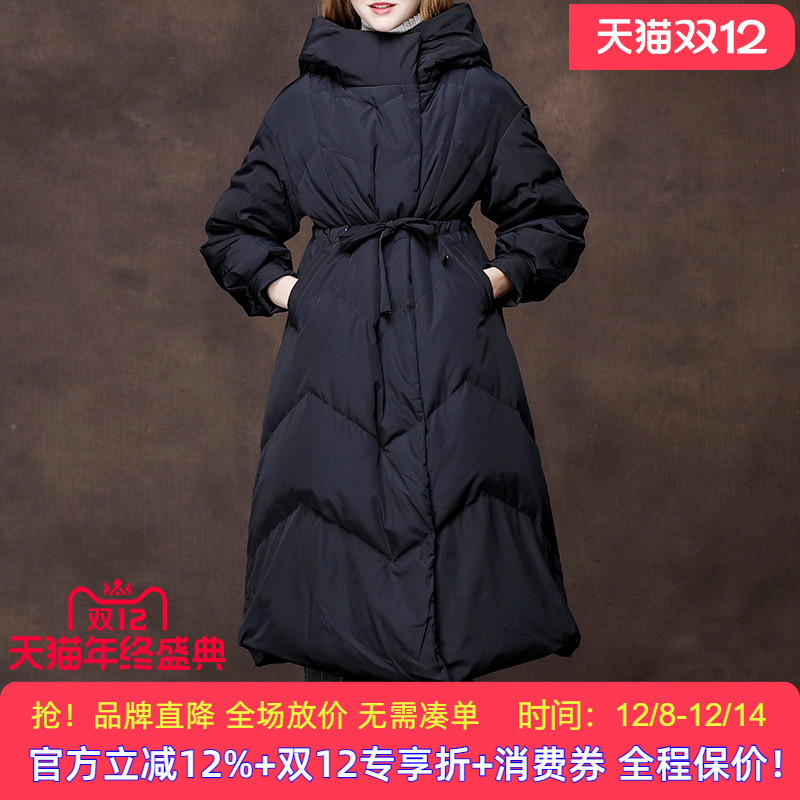 原创中长款冬装加厚羽绒服女2025秋冬特价高腰大码连帽宽松面包服