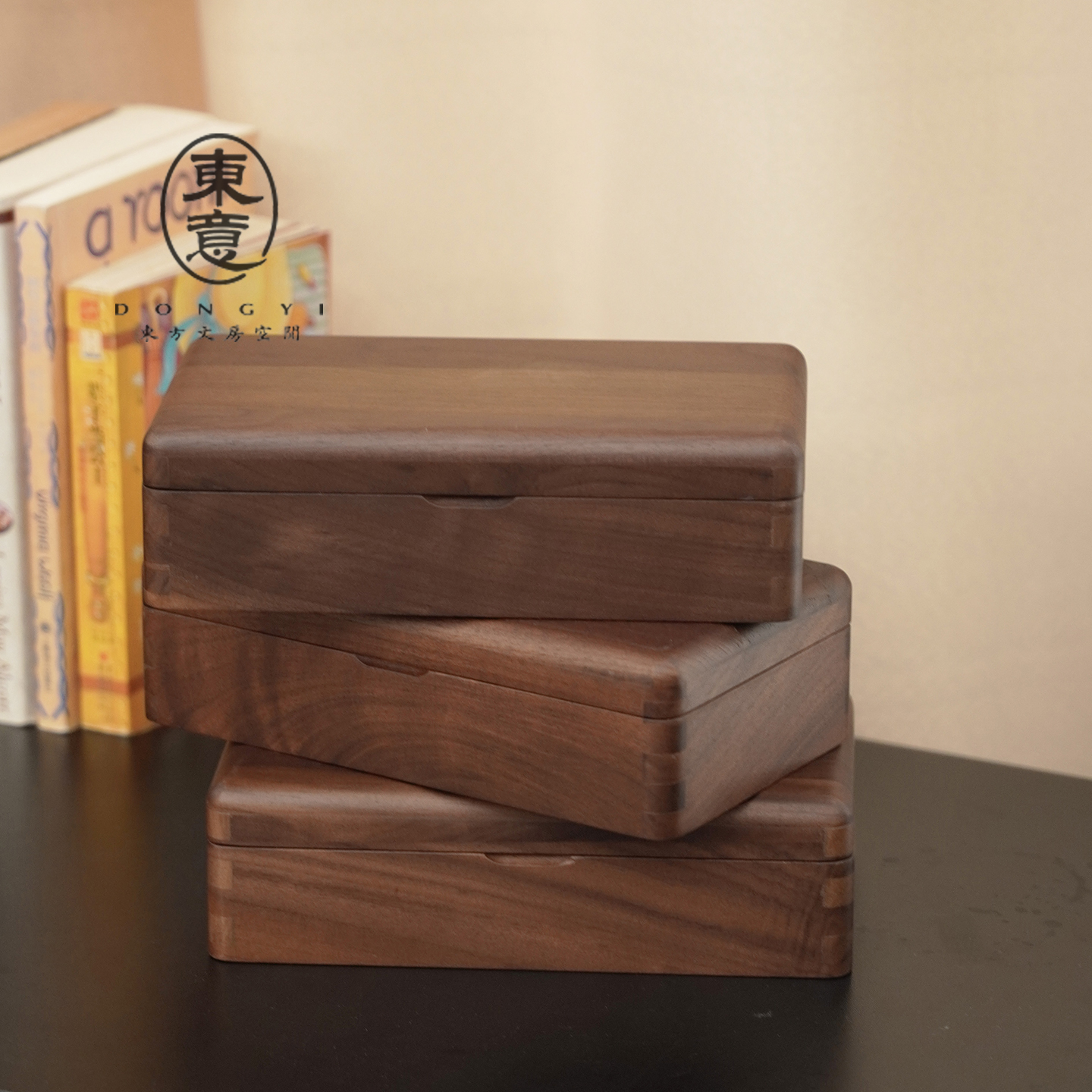 黑胡桃木实木首饰盒轻奢高档