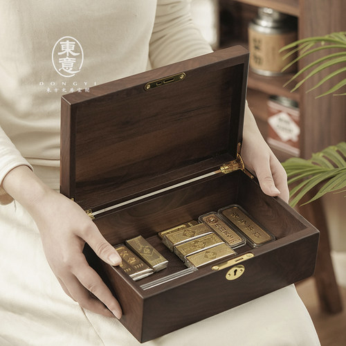 实木黄金首饰金条专用收纳盒
