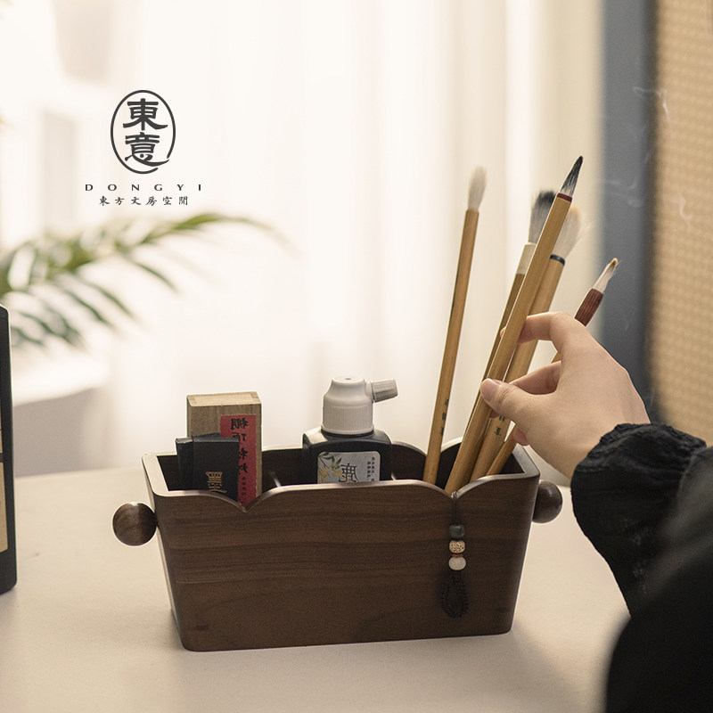 实木分格船形收纳盒创意图片