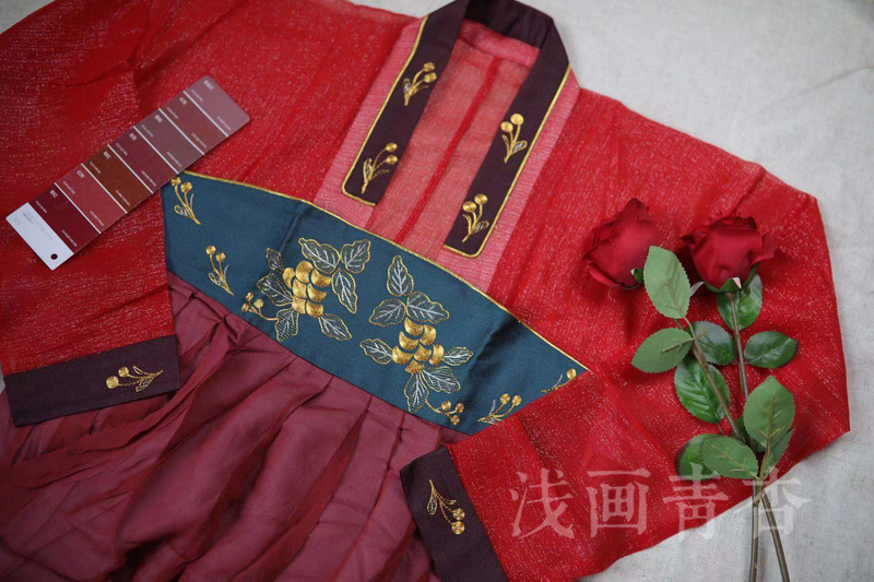 【榴花不似舞裙红】真丝手绣手绘齐胸衫裙襦裙