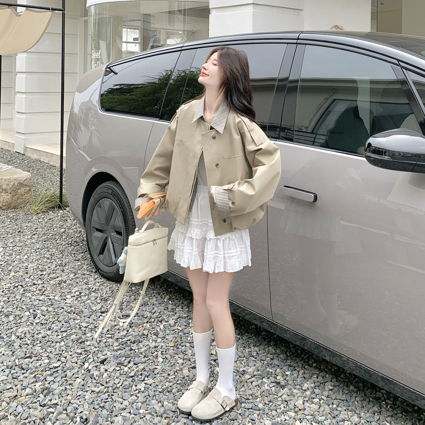 卡其色短款外套女2026新款春季