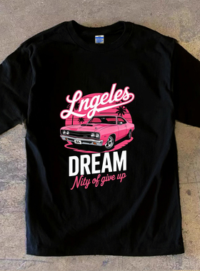 Adonis 100%纯棉重磅300克短袖长袖欧美复古汽车印花潮流百搭T恤