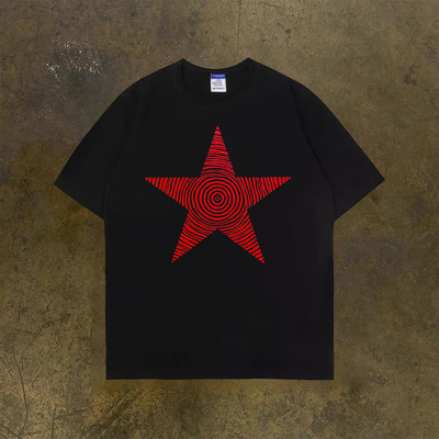 五角星100%纯棉重磅300克短袖T恤