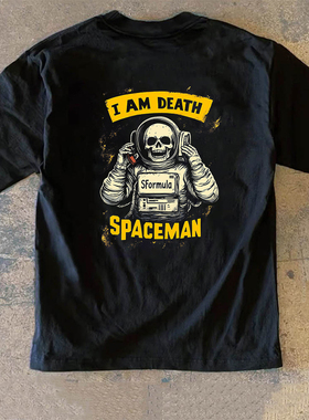 Adonis 100% 纯棉重磅 300克短袖长袖骷髅宇航员印花街头潮酷 T恤