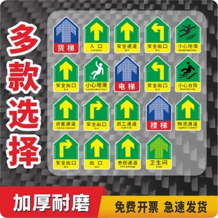 安全出口人行通道指示标识贴地面指引地贴行人过道地标贴地贴定制