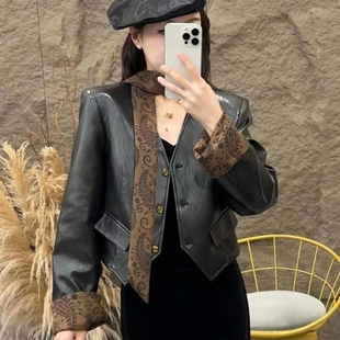 法式洋气西装短外套女2026春秋新款腰果花飘带设计小个子修身夹克
