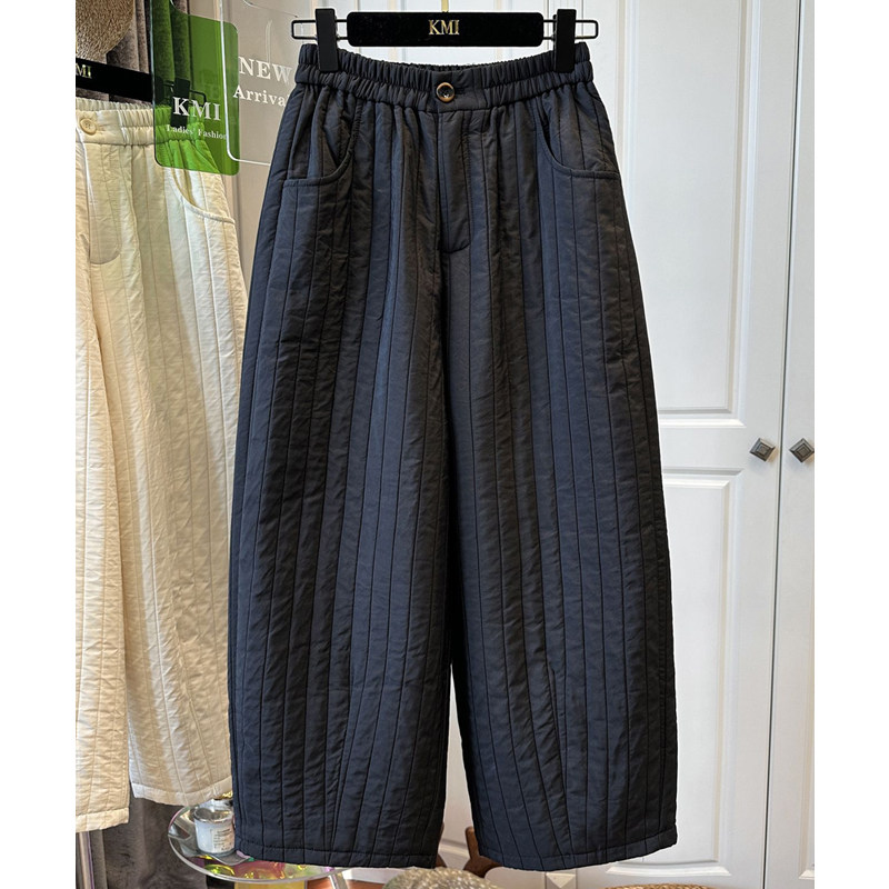 欧货高级感时尚百搭休闲长裤女2026春季新款夹棉保暖弯刀阔腿裤子,女装/女士精品,棉裤/羽绒裤,淘宝优惠券,粉丝福利购,淘宝优惠卷