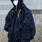 GRAILZ 现货 LEARL重磅破坏毛絮bombe棉服r拉链外套飞行夹克