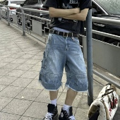 FAR 直筒裤 ARCHIVE 泼墨水洗做旧拼接短裤 休闲男女 LEARL 清仓