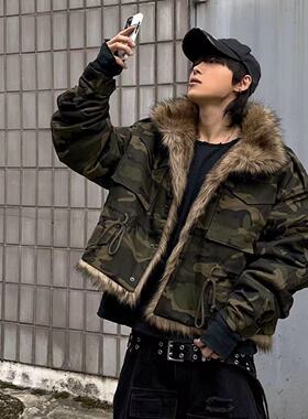 Grailz LEARL PROJECT 25 FW G/R 座山雕毛领迷彩徽章短款派克服