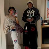 休闲阔腿运动卫裤 Mowalola Baggy 重磅天使战马刺绣束脚裤 LEARL