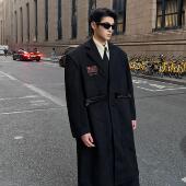 24ss GRAILZ LEARL 秋冬破坏裁剪过膝羊毛大衣廓形垫肩毛呢风衣男