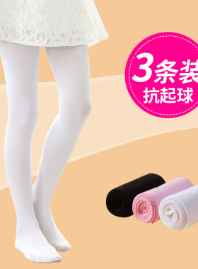 夏季薄款舞蹈袜女童打底裤纯棉儿童连裤袜白色丝袜宝宝长筒袜专用