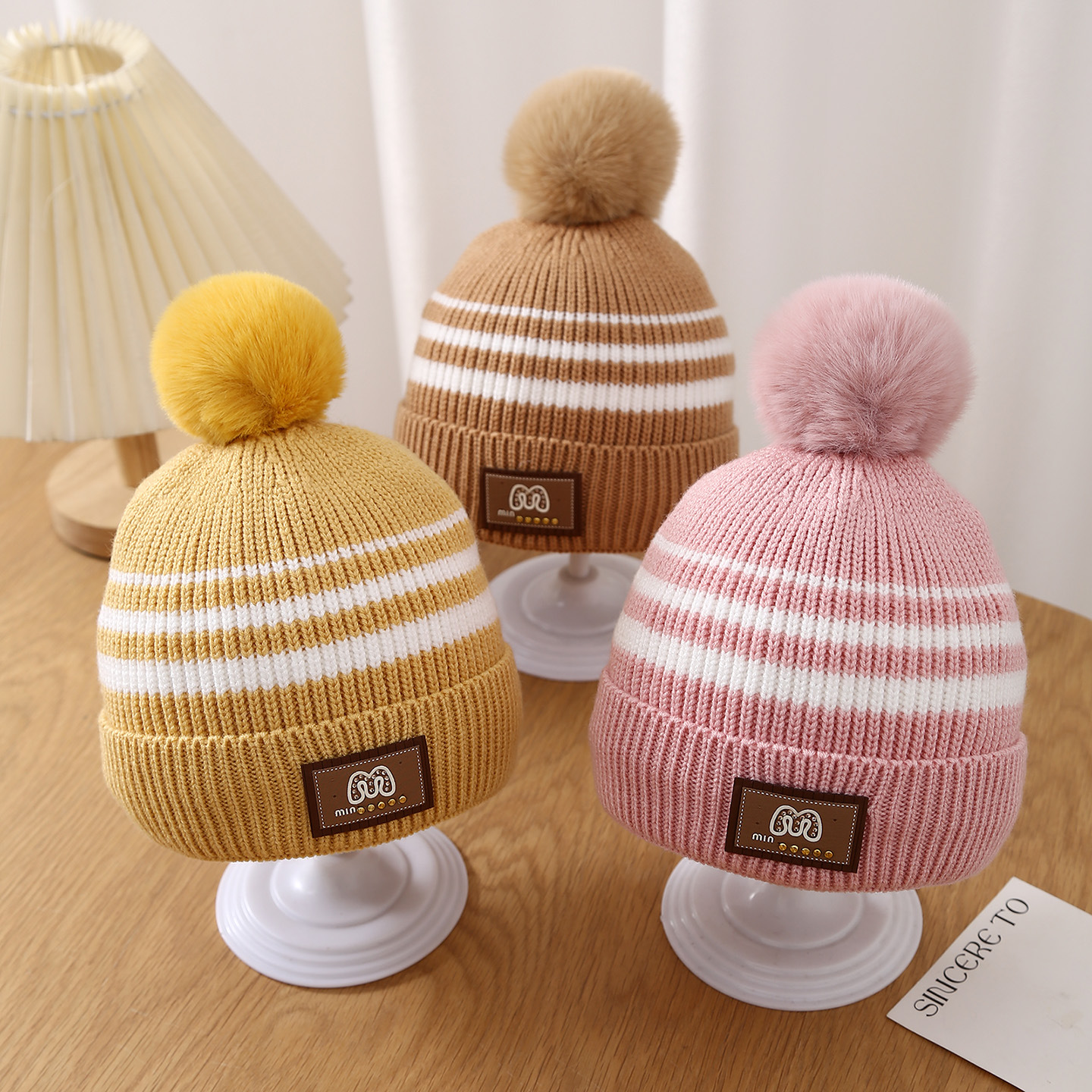 婴儿帽子秋冬季可爱超萌针织毛线帽保暖防风新生小月龄宝宝套头帽