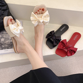 仙女风一字拖鞋 百搭蝴蝶结半拖凉鞋 女夏外穿2026新款 平底凉拖时尚