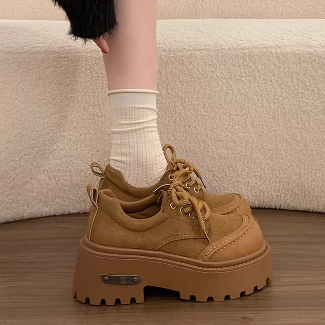 法式增高厚底深口单鞋女春秋季2026新款勃肯鞋大头系带英伦小皮鞋,女鞋,浅口单鞋,淘宝优惠券,粉丝福利购,淘宝优惠卷