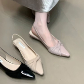 优雅纯色尖头配裙子包头凉鞋 气质名媛风 后绊带单鞋 女2026夏季 新款