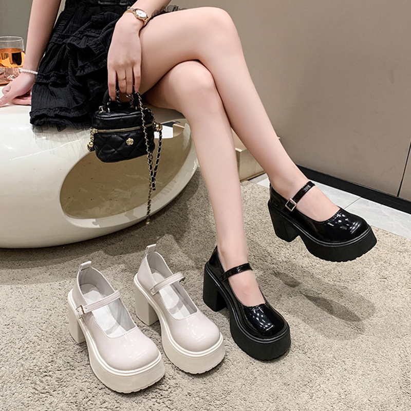 日系jk鞋小皮鞋女粗跟玛丽珍单鞋