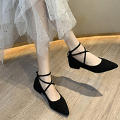 2026春秋季 ins潮 甜美仙女风配裙子绑带低跟女鞋 新款 尖头浅口单鞋