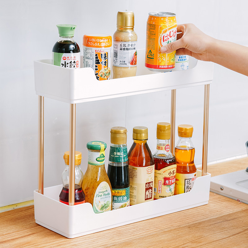 日本厨房带滑轮收纳架浴室卫生间双层三层塑料置物架推车缝隙储物