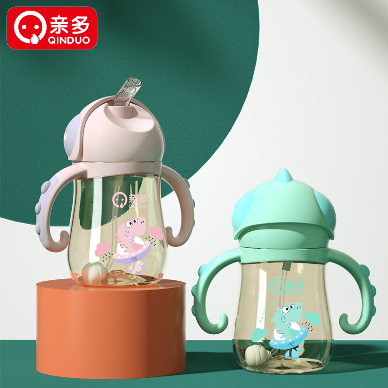 亲多宝宝吸管杯学饮杯小魔兽ppsu直饮杯儿童喝奶水两用婴儿水杯