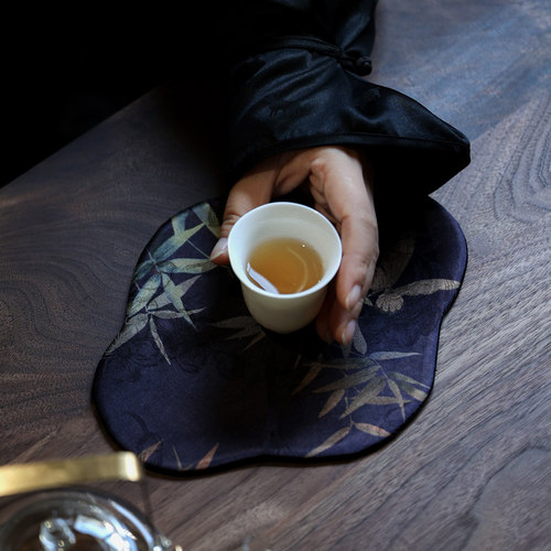 雙姊妹茶席香云纱茶垫国风茶艺