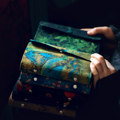 双姊妹新中式 布艺机票火车票高铁票相册录卡包收纳册旅游纪念本