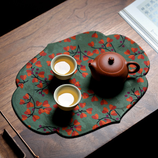 禅意复古桌旗桌布茶垫茶道零配布垫 香云纱干泡茶席茶壶垫中式