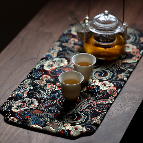 双姊妹织锦缎茶席茶垫