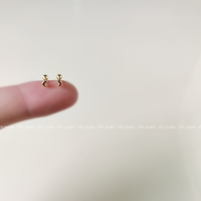 925纯银拧扣光面月亮迷你耳钉女