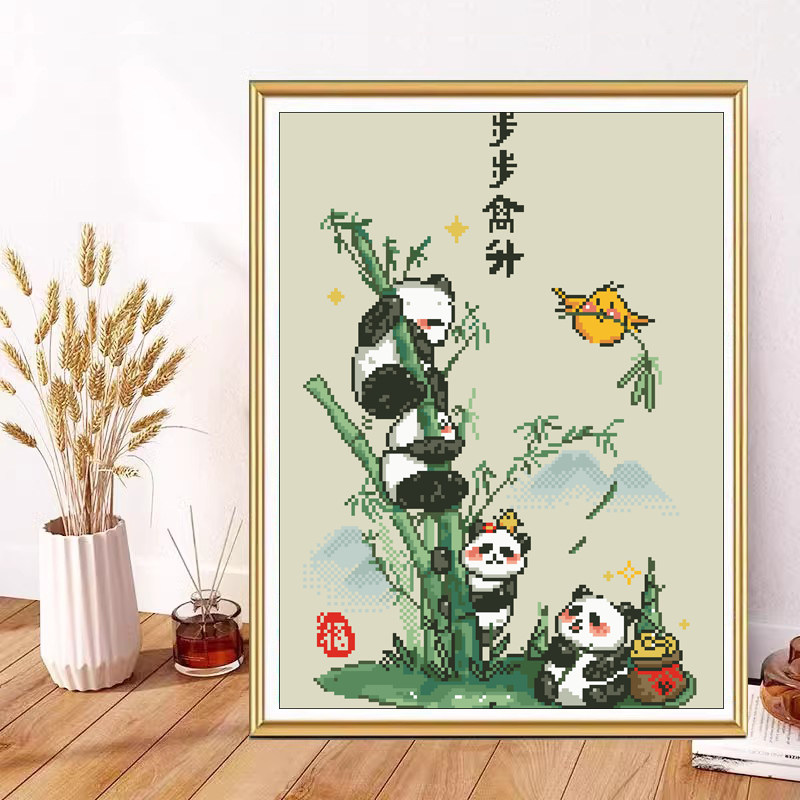 2026新款卡通熊猫卧室线绣