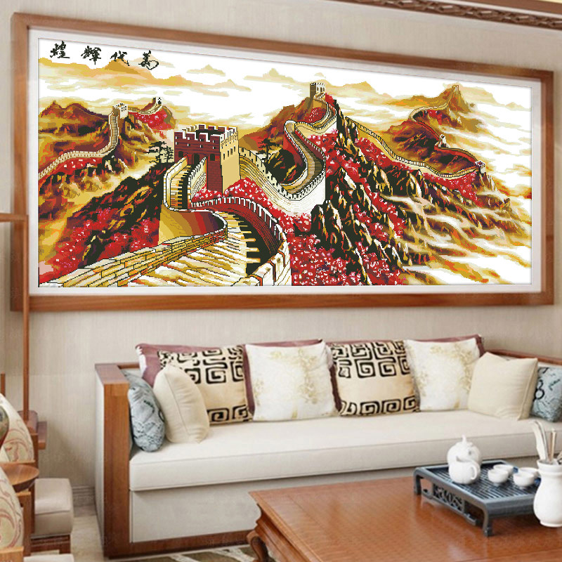 万代辉煌十字绣2026新款线绣客厅书房万里长城山水风景画自己刺绣