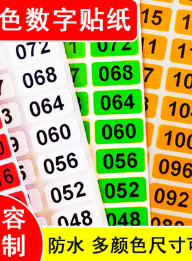 彩色方形数字贴纸PP防水撕不烂不干胶方形定制字母数字编号标签贴
