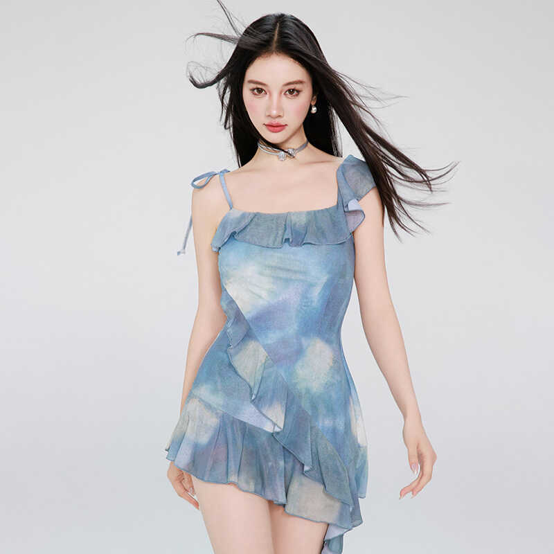 高级感连体裙式泳衣女款保守吊带性感显瘦小胸泳装2024年新款爆款图片