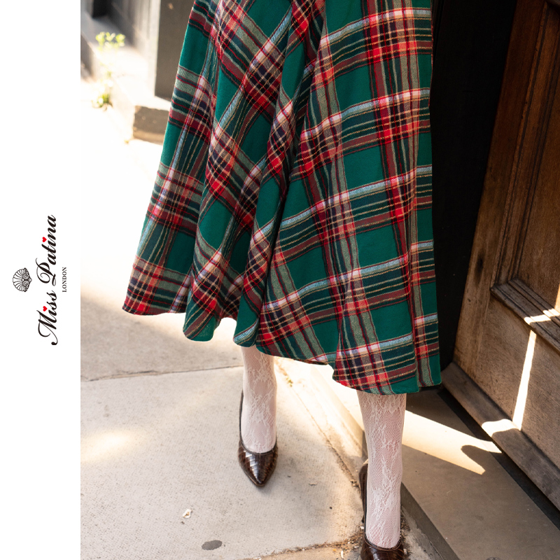 MP苏格兰格子超大摆半裙圣诞新年
