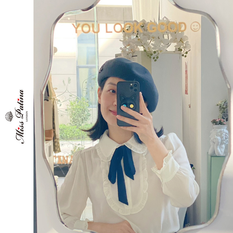 MP可替换领巾娃娃领荷叶边白衬衣