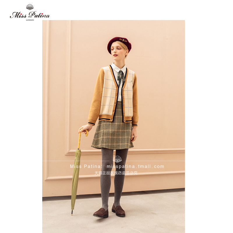 英伦原创猫咪补丁摩卡色厚实外套