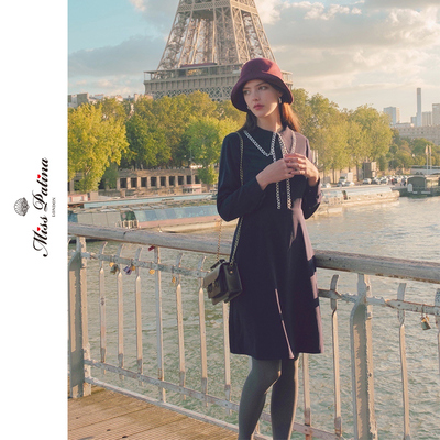 mp复古撞色边连衣裙华尔兹