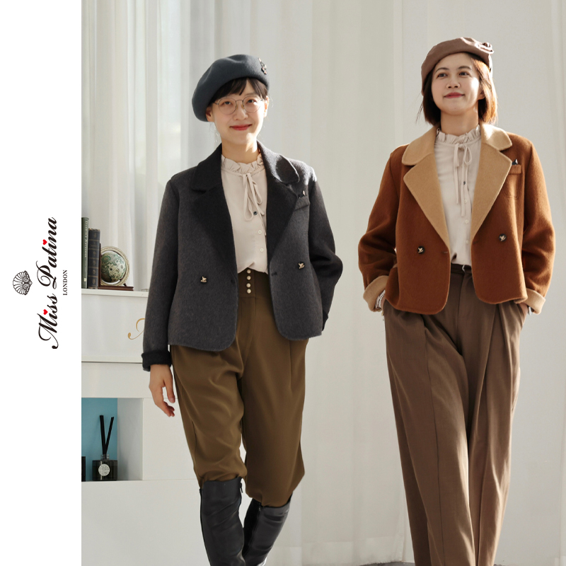 MP英伦复古绅士猫双面毛呢短外套