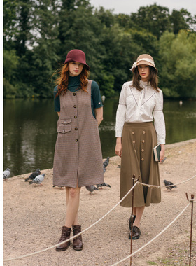 MP英伦复古原创 查尔斯顿60年代绅士女孩小格子背心裙 可盐可甜