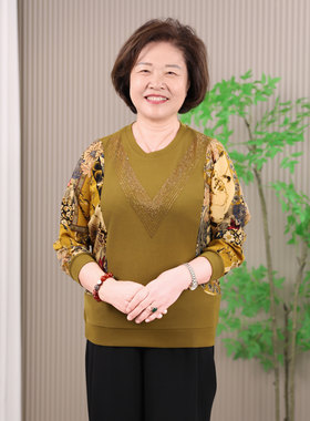 加肥加大中老年妈妈打底衫