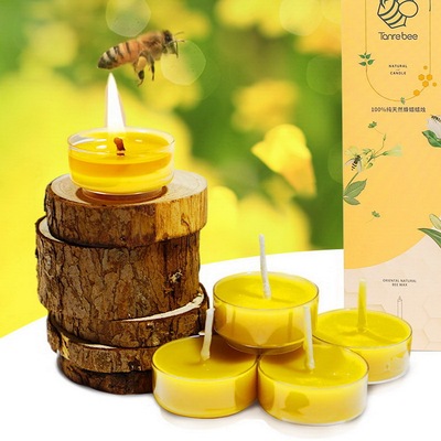 beeswax candles 天然蜜蜡茶蜡烛台香薰无烟瑜伽冥想净化Tealight