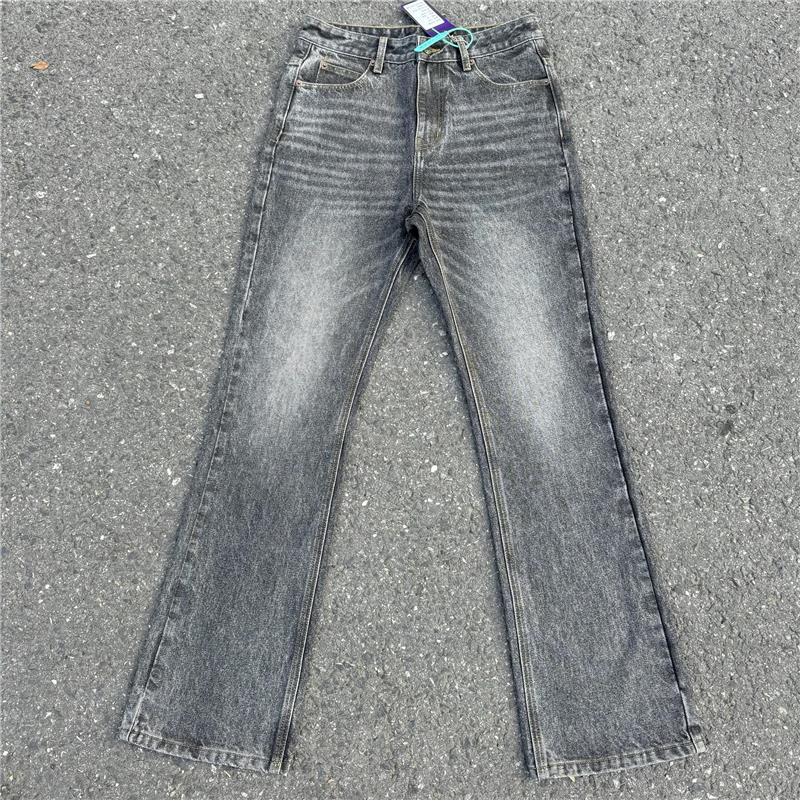 大理石517黑灰色水洗日产面料复古微喇牛仔裤cleanfit长裤